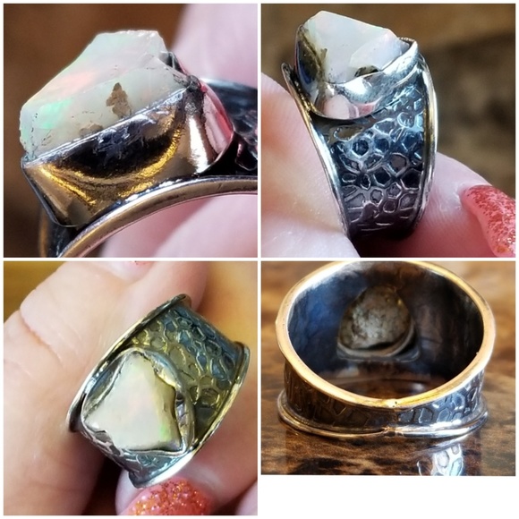 Genuine, Awesome Natural Fire Opal Ring Size 9 - Picture 4 of 6